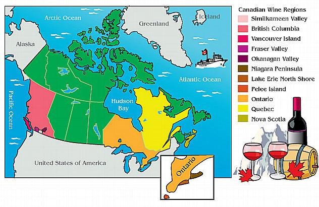 Canadian wine map.