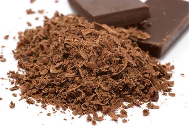Chocolate block and grated chocolate.