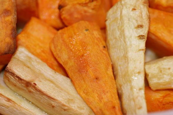 Roasted sweet potato and parsnip.
