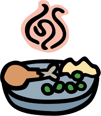 A sketch representing a home cooked meal.