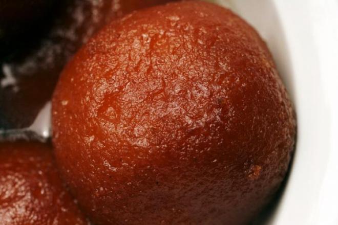 Gulab jamun, an Indian dessert.