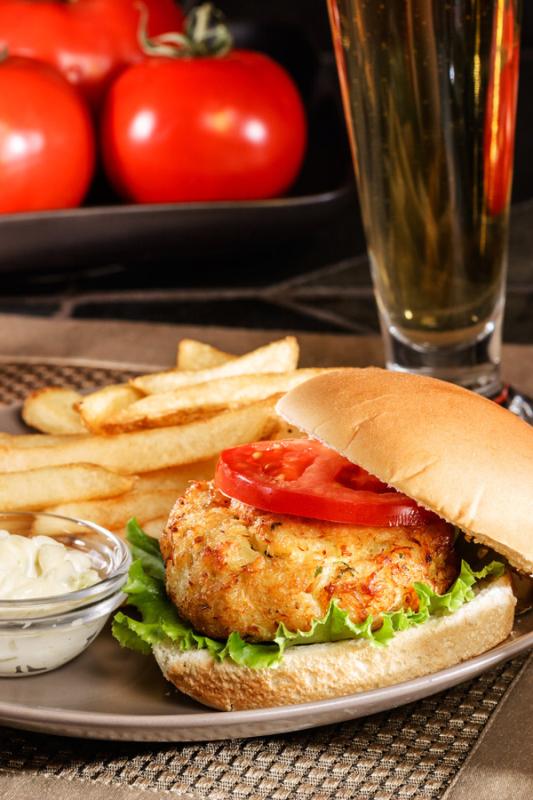 Crab cake sandwich.