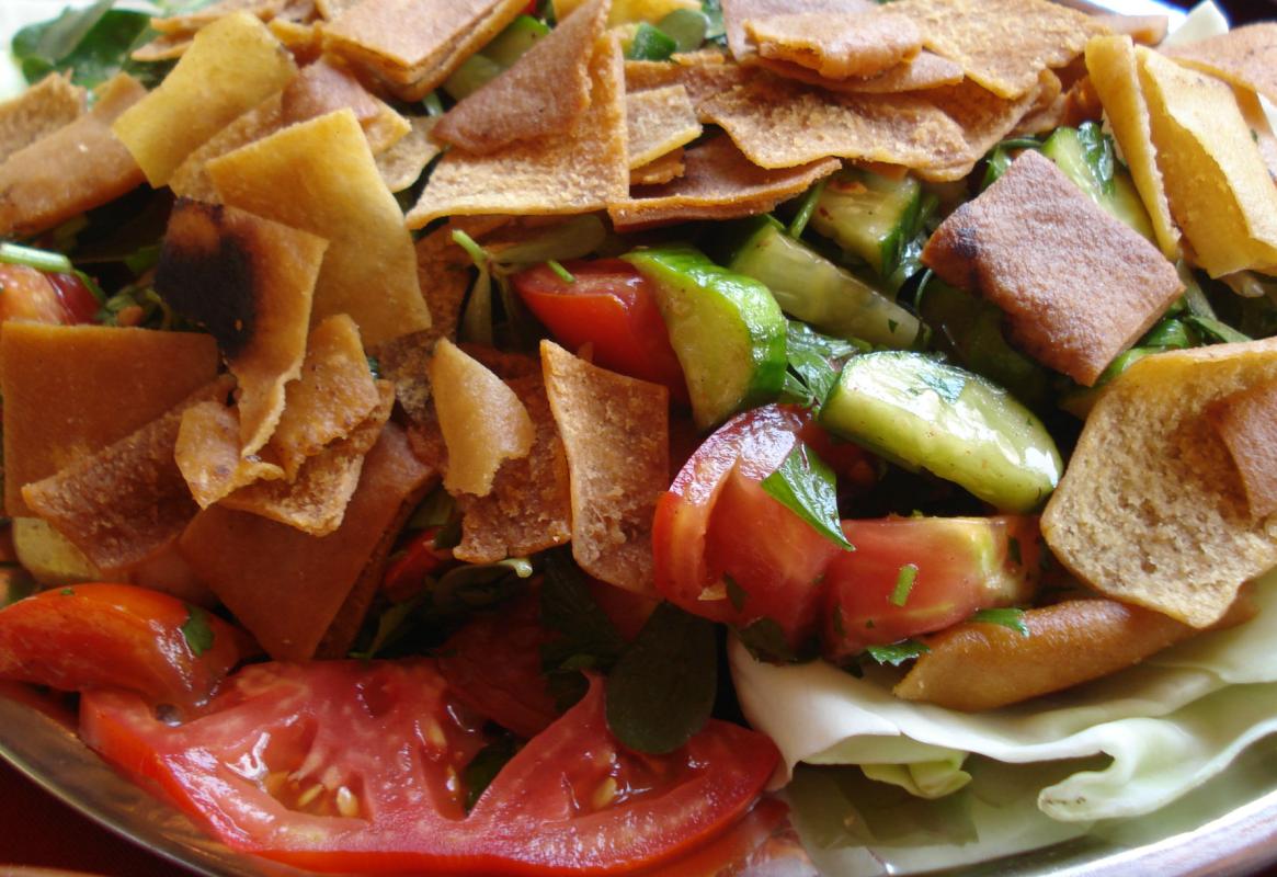 Detail of fattoush a North African salad.