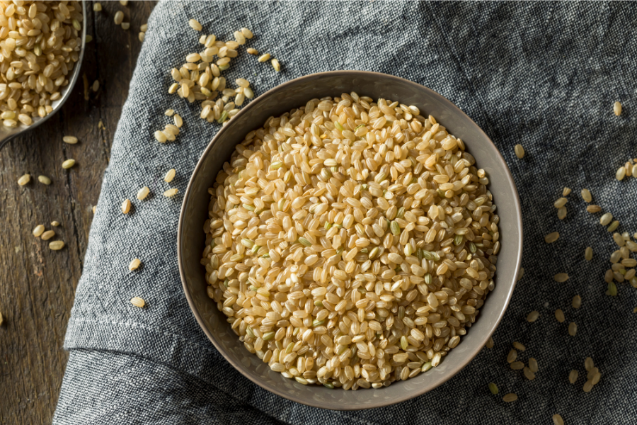 Brown rice in a bowl.