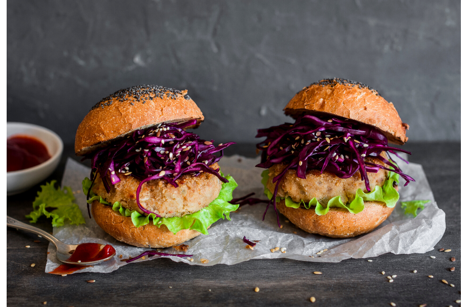 White bean and rice vegetarian burgers.