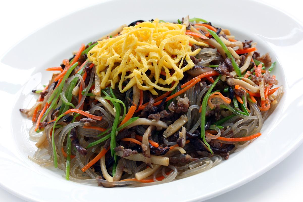 A plate of korean japchae.