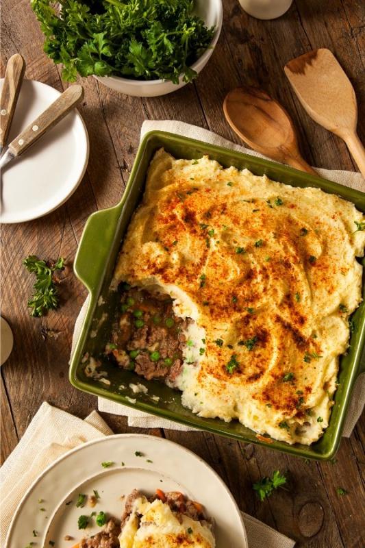Top view of a shepherd's pie.