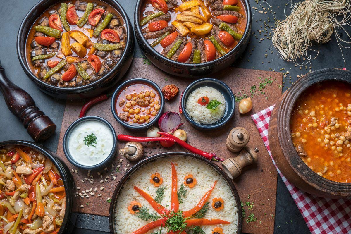 A variety of dishes from Turkish cuisine.