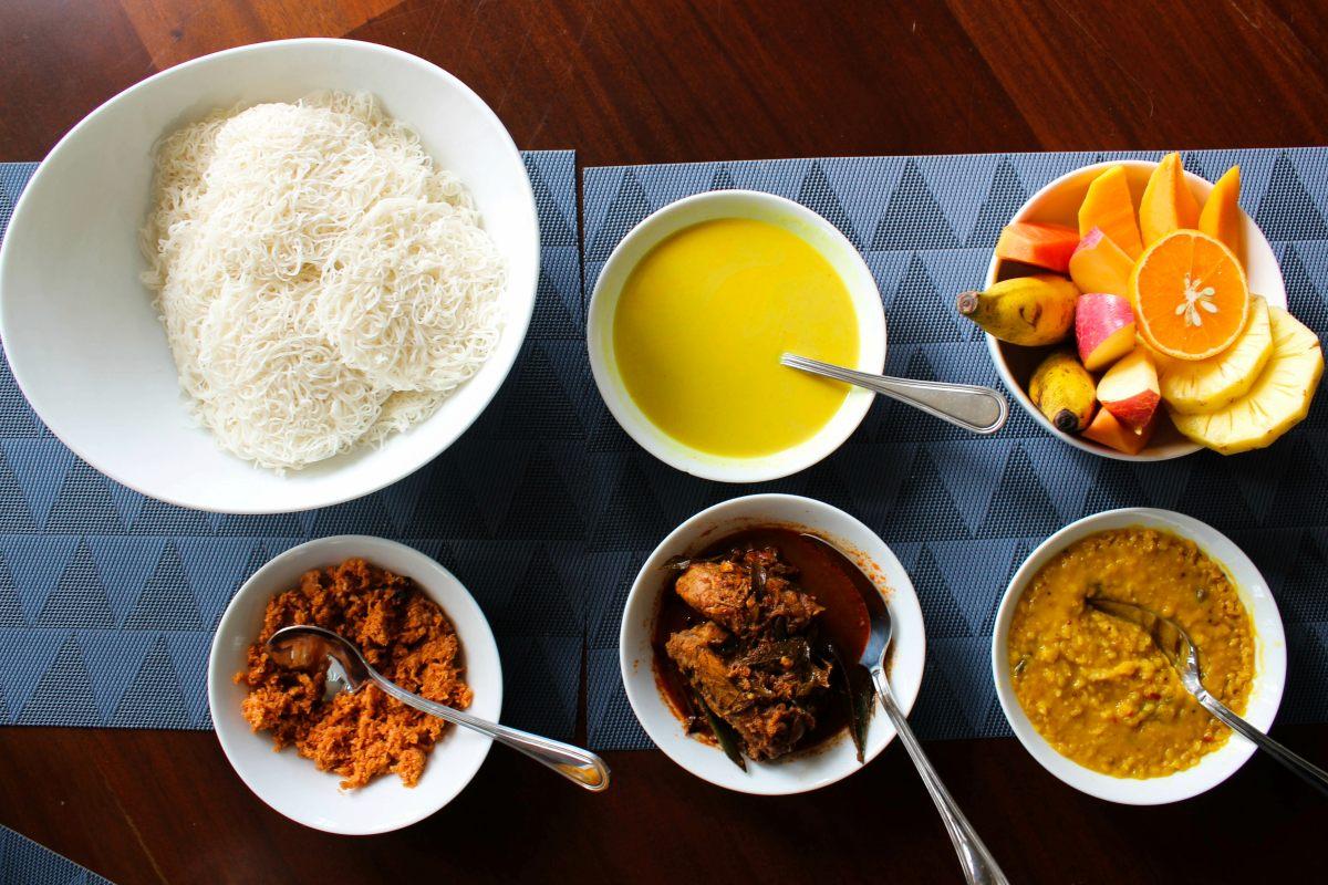 A slection of dishes for breakfast in Sri Lanka.