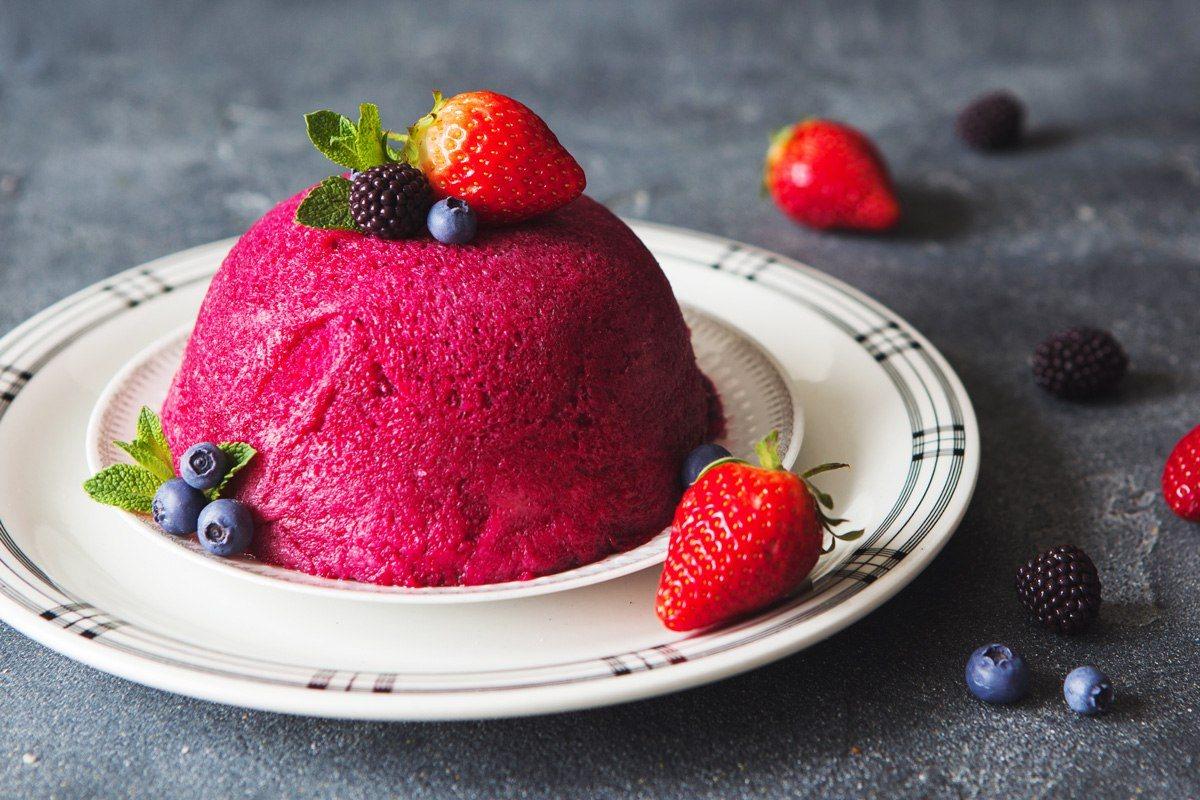 Traditional British summer pudding made wiht mixed berries.