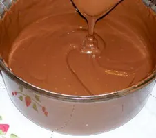Stirring melted chocolate.