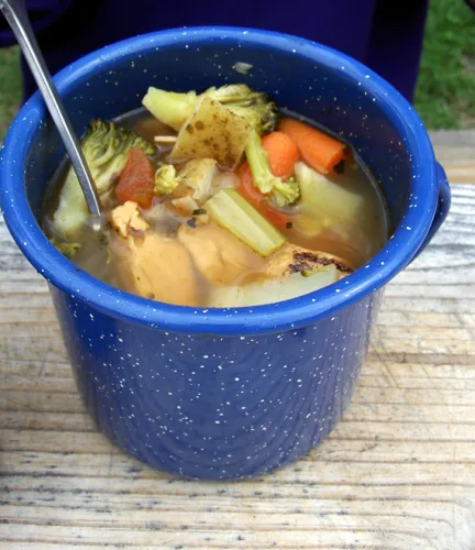 Veggie soup in a cup.