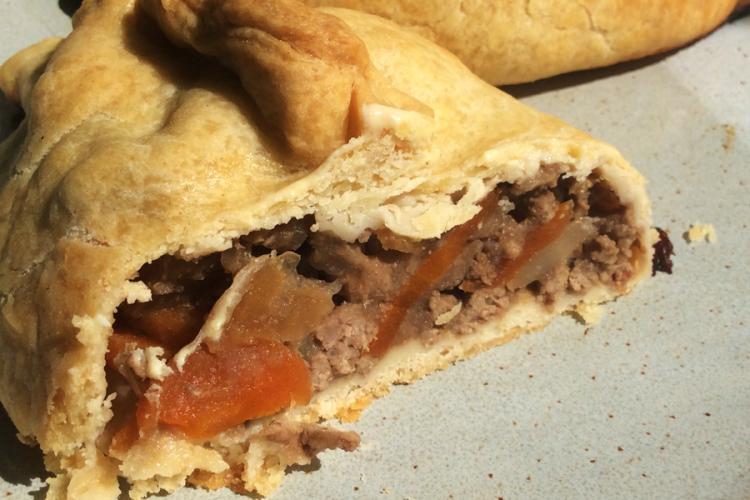 Section of a Cornish pasty.