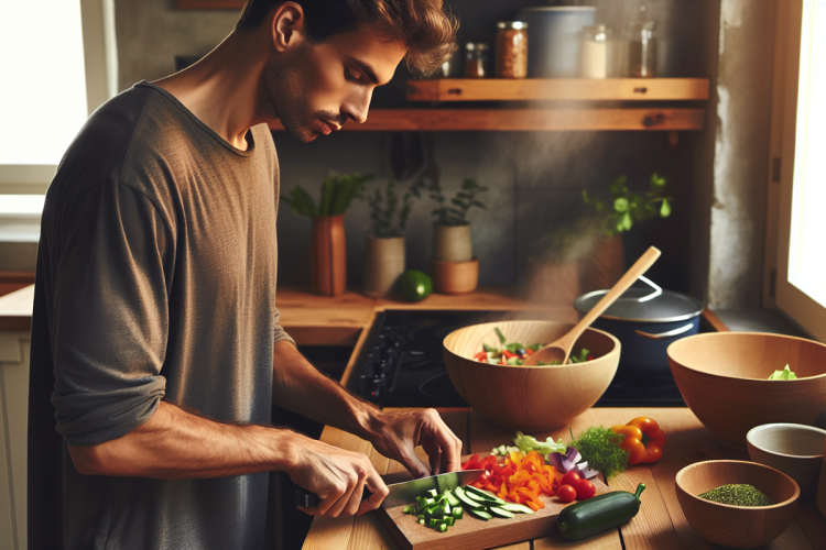 A person mastering chopping, mixing and seasoning.