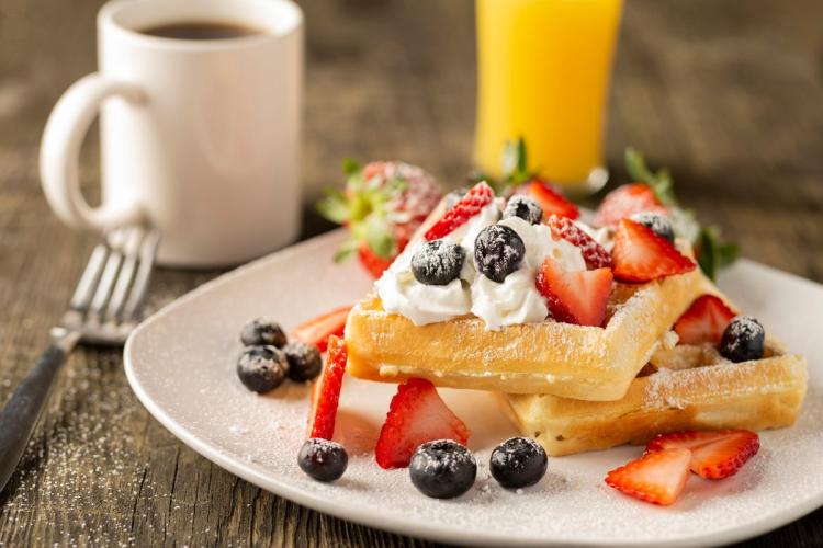A waffle breakfast in Belgium.