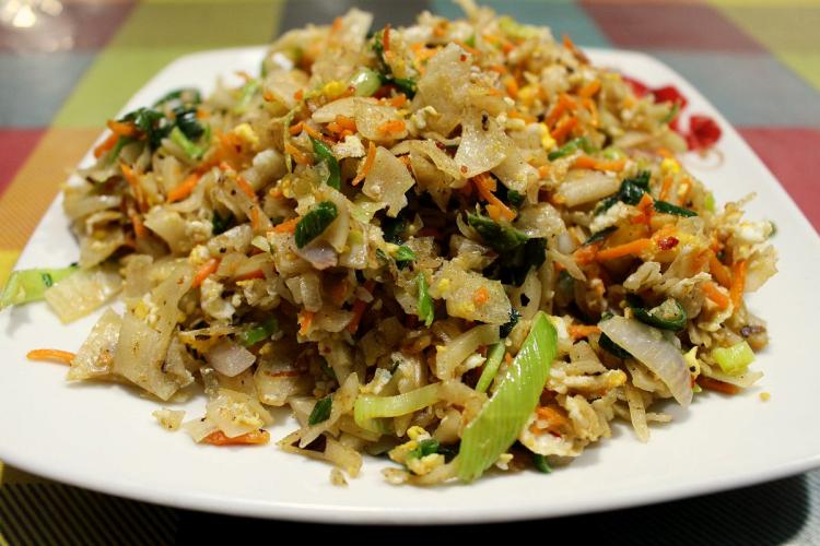Kottu roti, a popular street food in Sri Lanka.