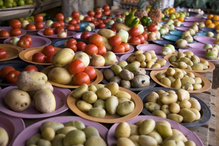 Vegetables in a food market, Lesotho.
