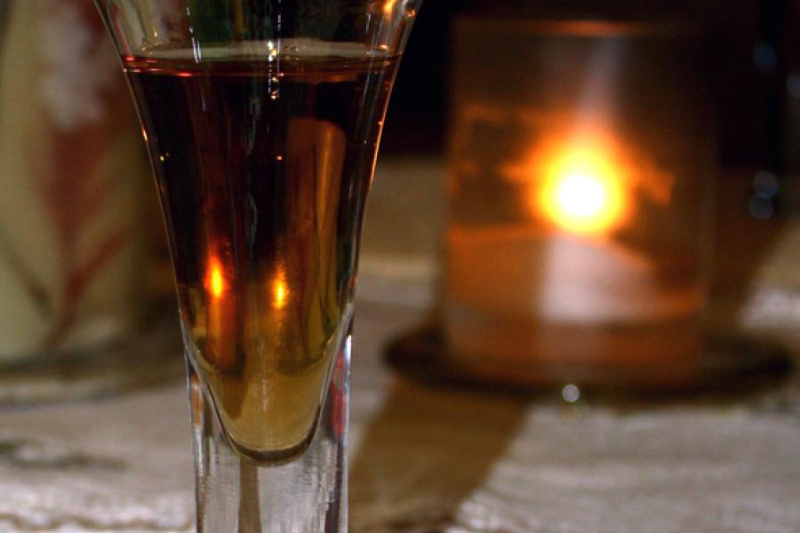 A small cup of dessert wine.