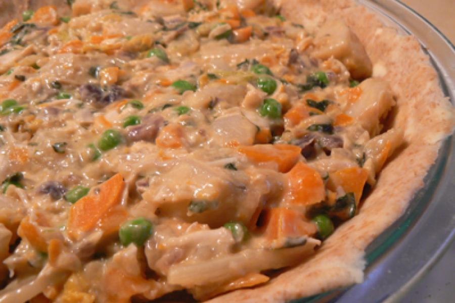 Detail of turkey pie.