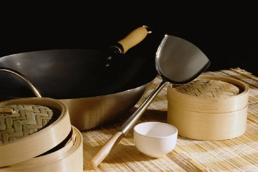 Bamboo steamers for wok.