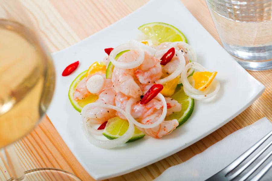 Delicious and fresh shrimp ceviche.