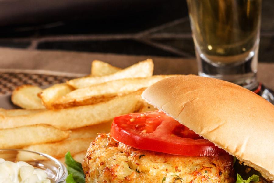 Crab cake sandwich.