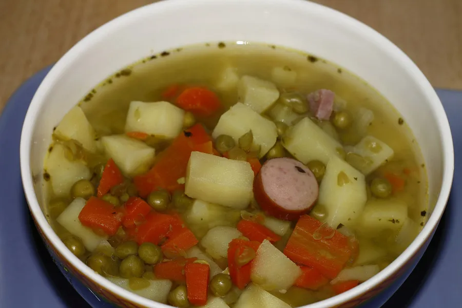 German pea soup in a bowl.