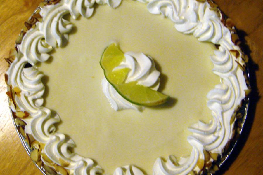 Decorated key lime pie