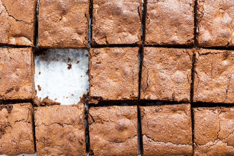 Simple brownies cut into squares.