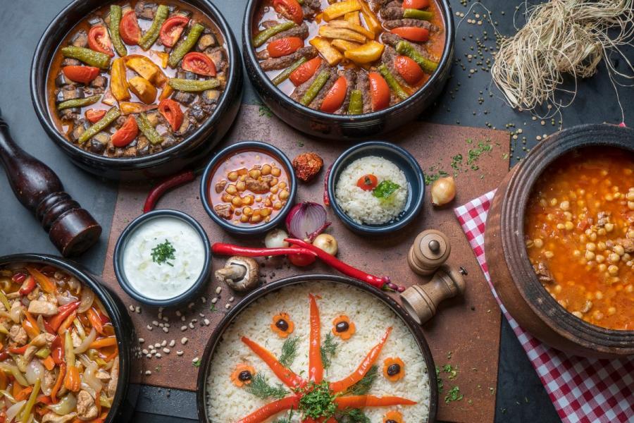 A variety of dishes from Turkish cuisine.