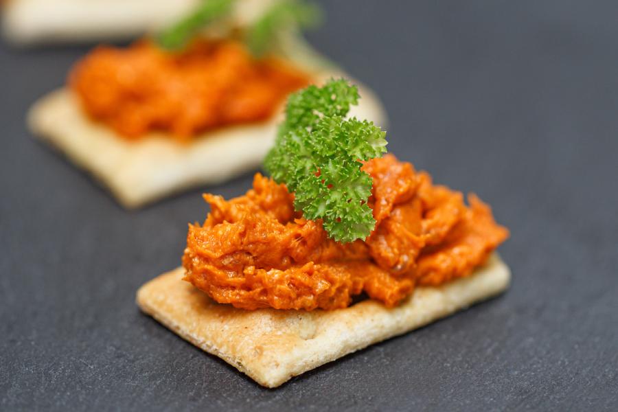 Filet americain on crackers.