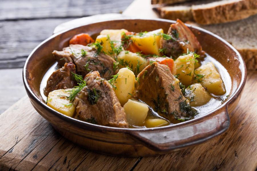 A bowl of Irish beef stew.
