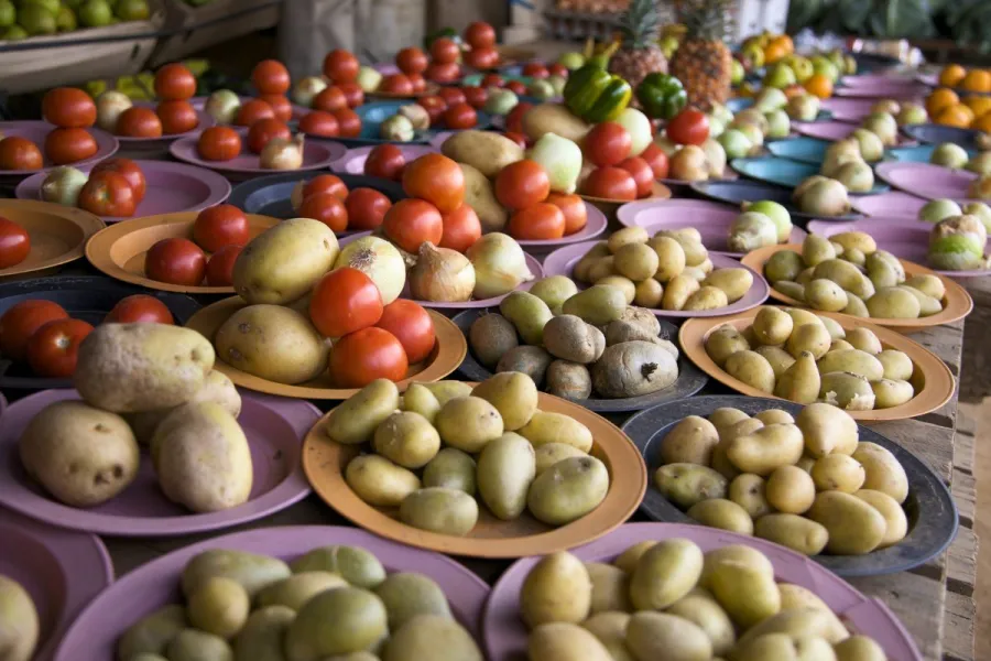 Vegetables in a food market, Lesotho.