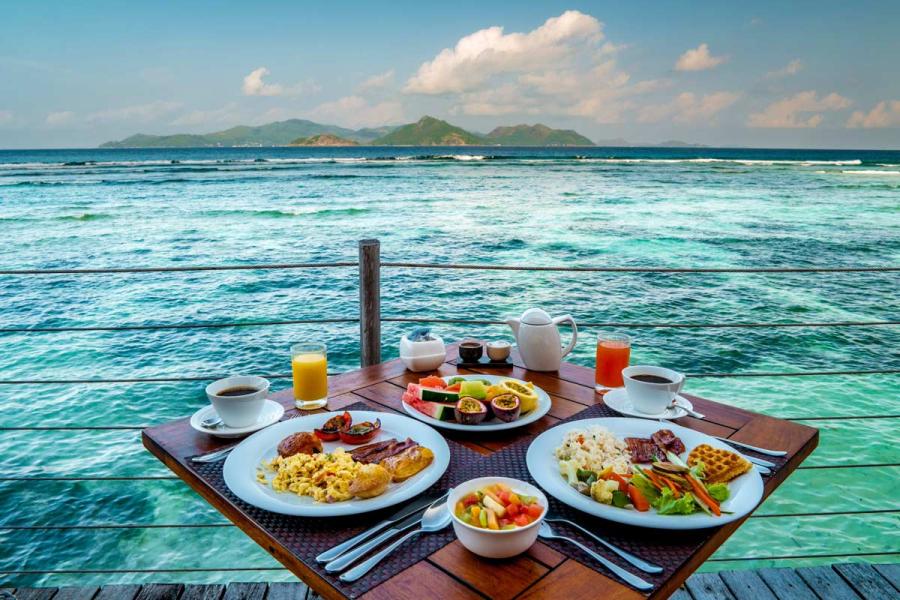 Breakfast with a view in Seychelles.