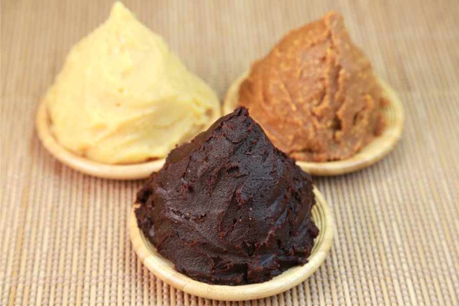 White miso, red miso and mixed miso.