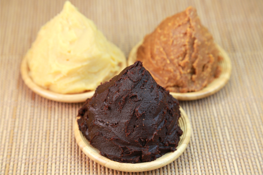 White miso, red miso and mixed miso.